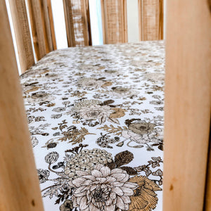 Goldie Blooms Bamboo Jersey Cot Sheet - Little Oak + Co
