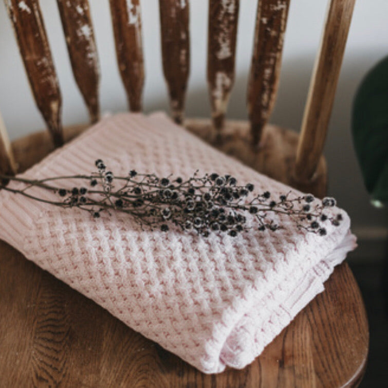 Diamond Knit Baby Blanket Blush Pink - Little Oak + Co