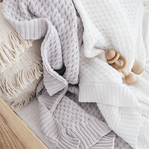 Diamond Knit Baby Blanket Warm Grey - Little Oak + Co