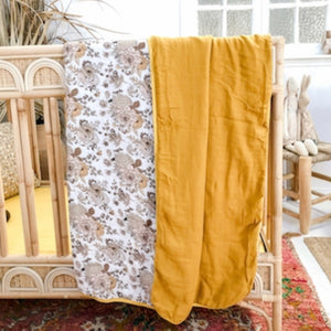 Goldie Blooms Muslin Cot Blanket - Little Oak + Co